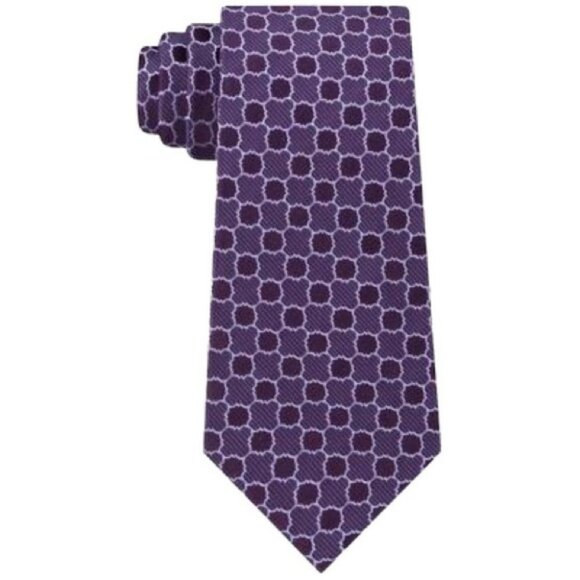 Calvin Klein Men's Quatrefoil Medallion Slim Silk Tie - Picture 1 of 8